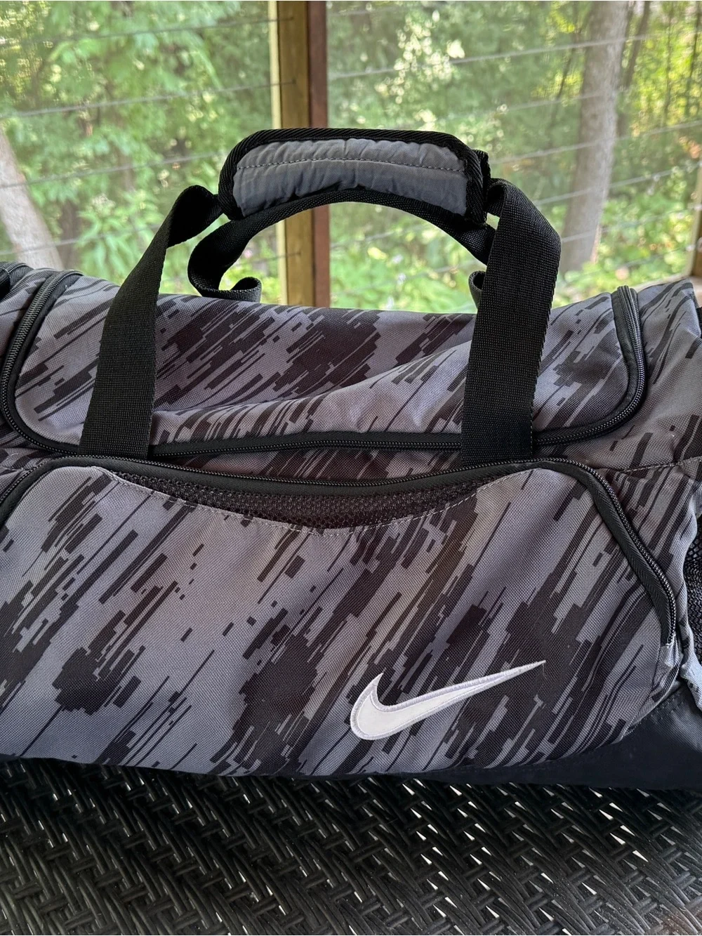 Nike Black & Gray Patterned Duffel Bag